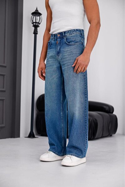 since 1990 man Manpuertas Men's High Waist Balloon Baggy Fit Loose Cut Jeans