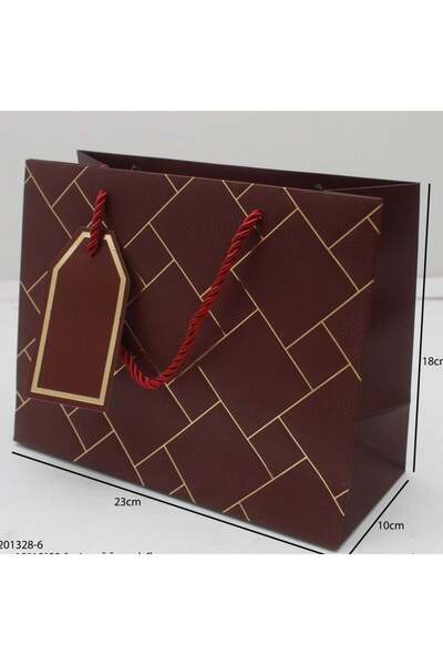 Generic 12 قطعة من اكياس ورقية راقية اللون عودي الأبعاد 23×10×18