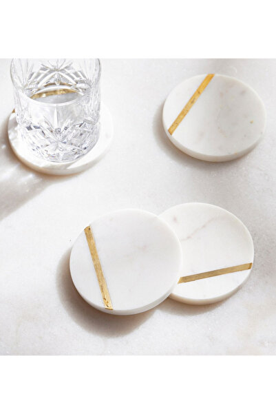 Generic Marble 4-Piece Coaster Set - 10 x 10 cm