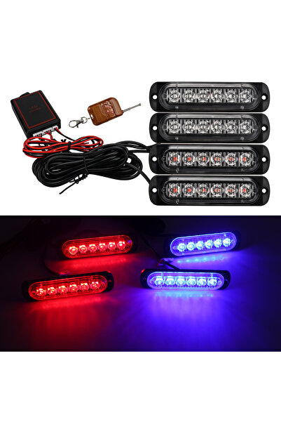 Choice Red Blue 4 In 1 Red Blue Emergency Strobe Lights Police Lights 12V Wit...