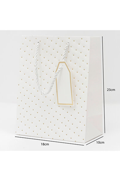 Generic 12 قطعة من أكياس هدايا منقطة اللون أبيض الأبعاد 18×10×23