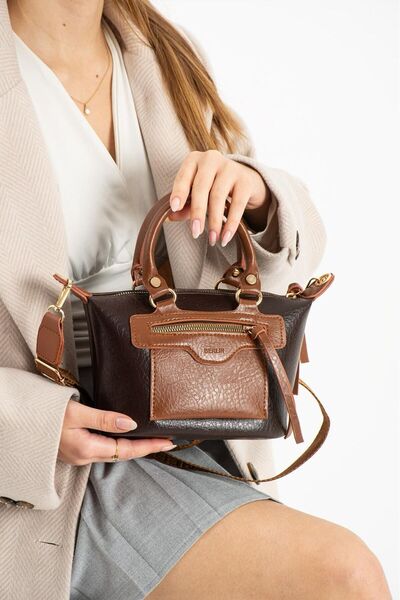 Berlin bags Geantă de umăr din piele moale Abra cu secțiuni