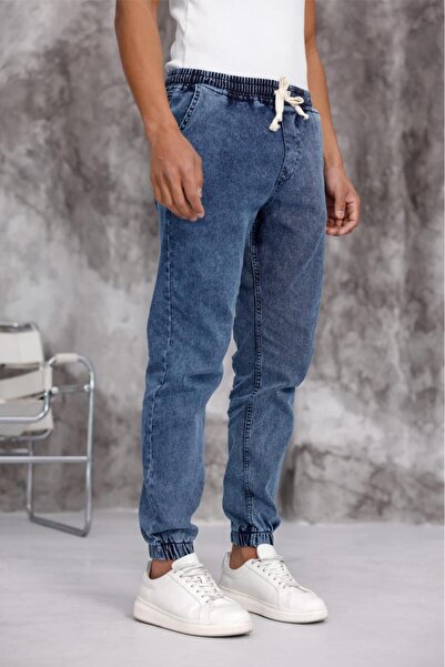 since 1990 man Manzessi Slim Fit Lycra Jeans Jogger Pants with Elasticated Le...