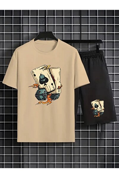 x-compass life Unisex Oversize Shorts Set Wide Cut Zar Printed Cotton