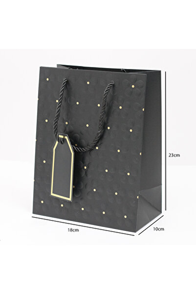 Generic 12 قطعة من أكياس هدايا مزخرفة بتصميم ورد اللون أسود