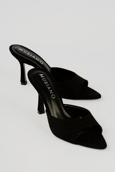 Mubiano Women's Suede Stiletto Pointed Toe Front and Back Open Heeled Slipper...