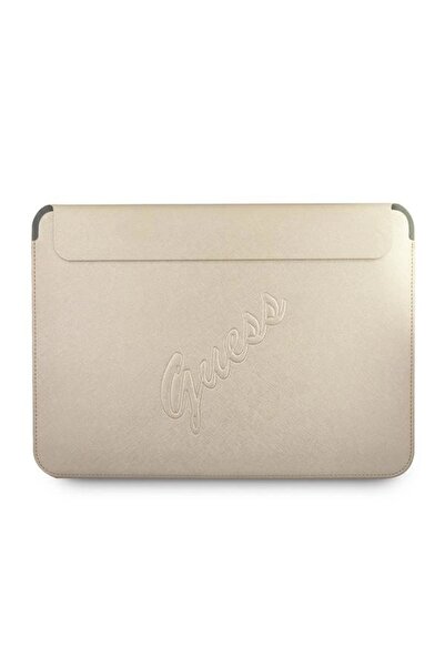 Guess Saffiano Gold Laptop Sleeve - 13" Universal, Eco Leather, Magnetic Closure