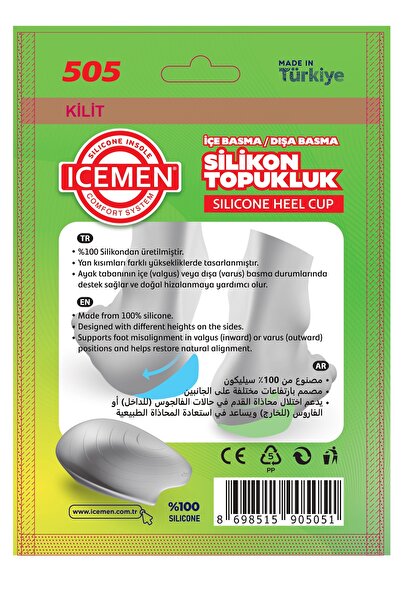 Icemen 505 Silikon Topukluk, İçe ve Dışa Basma Düzeltici, 4 Beden