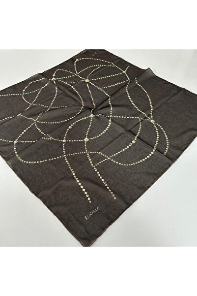 locella Μαλακό βαμβακερό κασκόλ σειράς İnci σε καφέ χρώμα LDFC9405