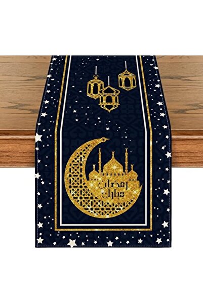 Artoid Mode Ramadan Table Runner with Black Moon and Star Design