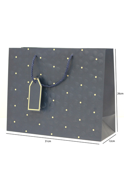 Generic 12 pieces of decorative gift bags with a rose design, navy blue color