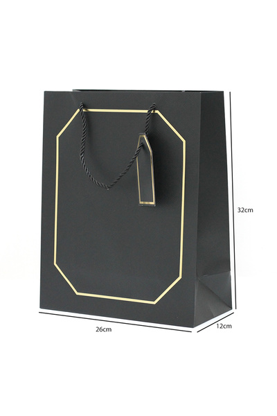 Generic 12 pieces of gift bags with a gold frame, black color