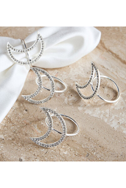 Generic Moon 4-Piece Napkin Ring Set - 4 x 4 cm