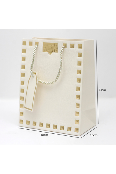 Generic 12 pieces of decorative gift bags with a gold-colored, off-white frame