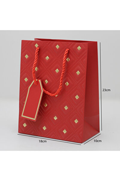 Generic 12 قطعة من أكياس هدايا مزخرفة بنقاط ذهبية اللون أحمر