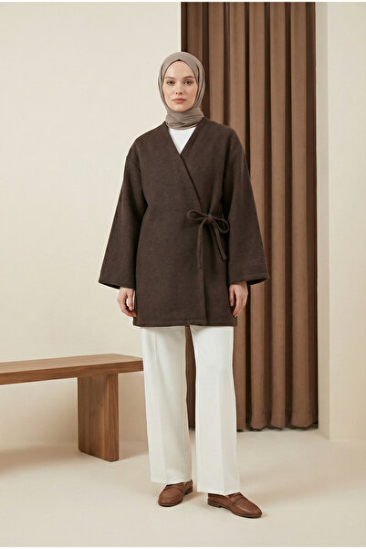 MODAQU Side Tie Strap Kimono - Brown