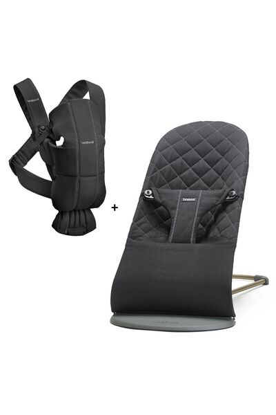 BabyBjörn 2'li Set Kanguru Mini Woven & Bliss Ana Kucağı Black
