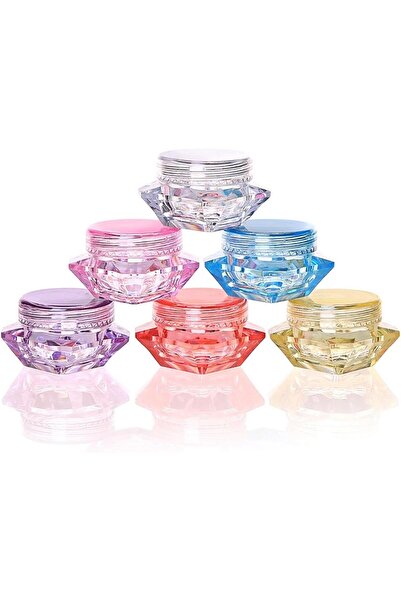 Arabest Plastic Clear Cosmetic Pot Jars with Lids Diamond-shape Makeup Jars B...