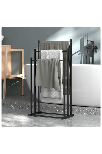 NewEvo Suport pentru prosoape, metal, 3 brațe, negru, 84x41x21.5cm