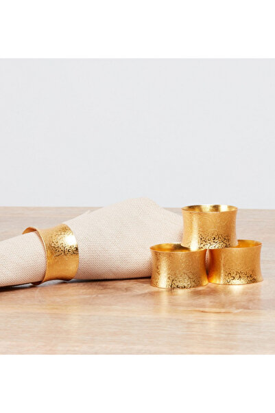 Generic Monosuzani Floral Patterned Napkin Ring - Set of 4