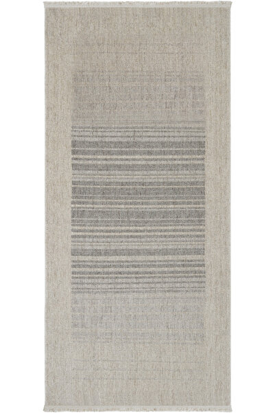 Cool Halı Zerina Krem Yumuşak Pamuk Taban Saçaklı Çizgili Modern Silinebilir ...