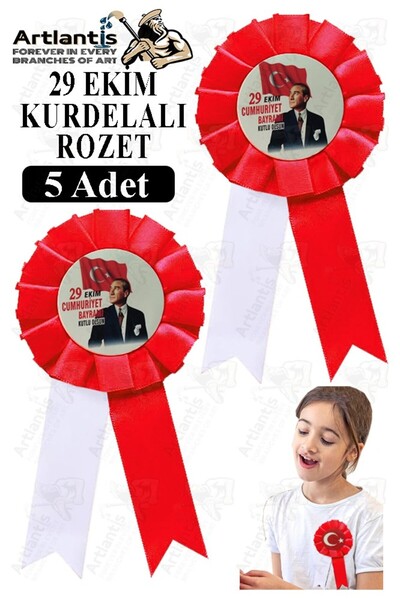 Artlantis 29. oktobar Ataturk trakasta značka 5 komada crveno-bela značka za ...