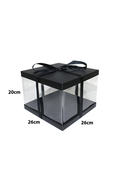 Generic 12 قطعة من بوكسات كيك ورقية فاخرة شفافة اللون أسود