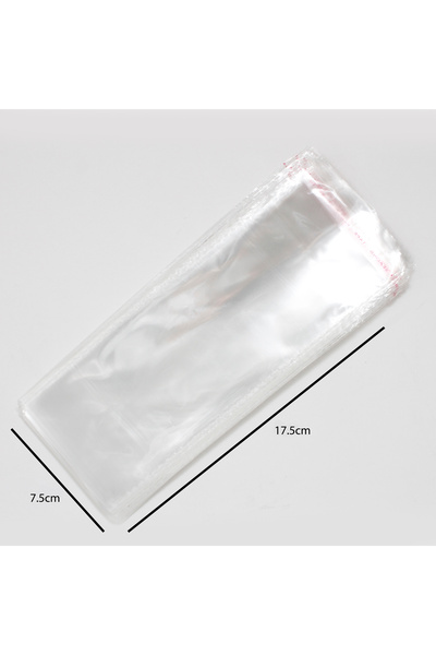 Generic 100 pieces of clear adhesive candy bags, dimensions 17.5 x 7.5