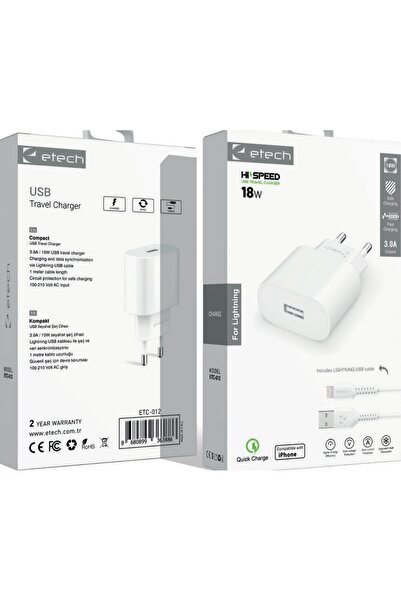 USB SEYAHAT LİGHTNİNG HIZLI ŞARJ CİHAZI