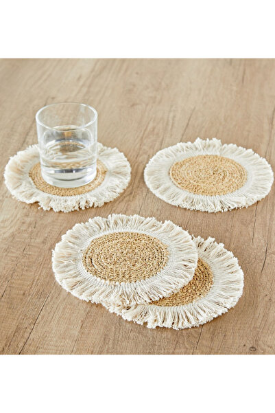 Generic Jute 4-Piece Coaster Set - 10 x 10 cm