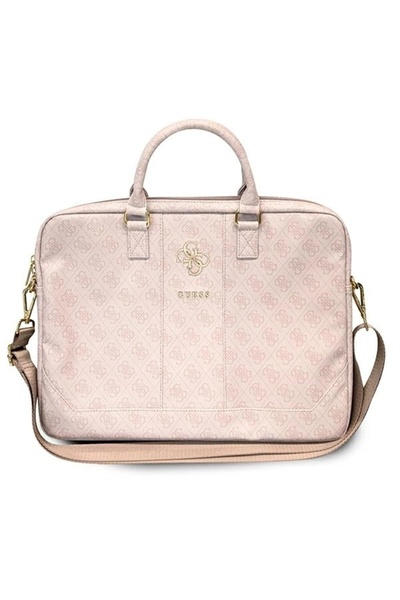 Guess 4G Big Logo Pink Laptop Bag 16" - Elegant Saffiano Leather Finish