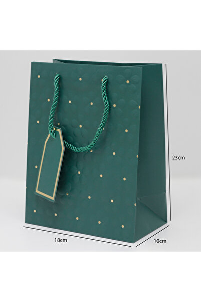 Generic 12 pieces of decorative gift bags with a rose design, olive green color