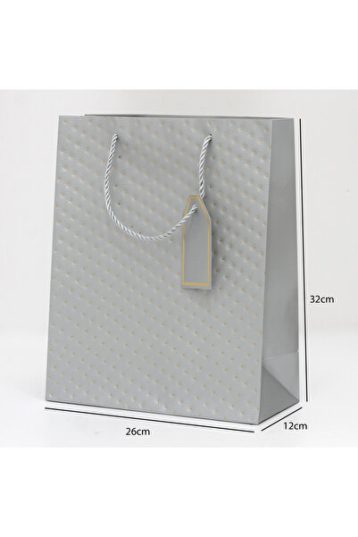 Generic 12 pieces of silver polka dot gift bags, dimensions 26×12×32