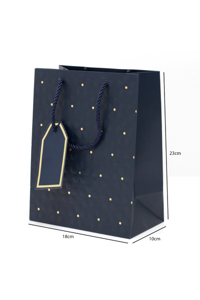 Generic 12 pieces of decorative gift bags with a rose design, navy blue color