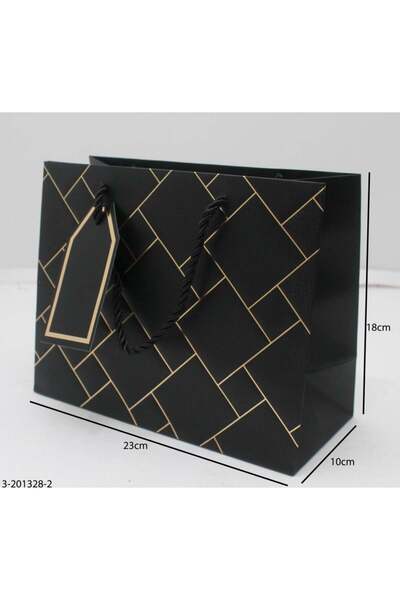 Generic 12 قطعة من اكياس ورقية راقية اللون أسود الأبعاد 23×10×18