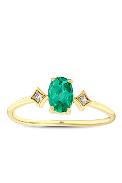 Ariş 0.37 Karat Pırlanta Oval Zümrüt Yüzük