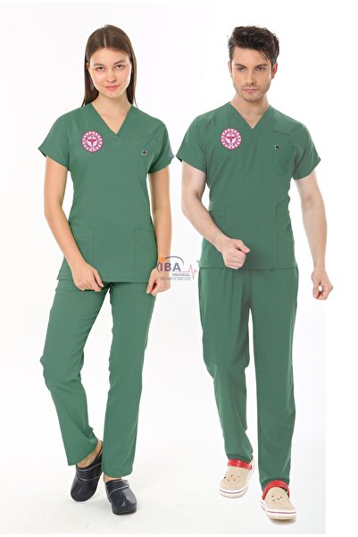 İBA MEDİKAL AMELİYATHANE YEŞİL PERSONEL FORMASI LİKRALI SCRUBS TAKIM (FROSTY ...