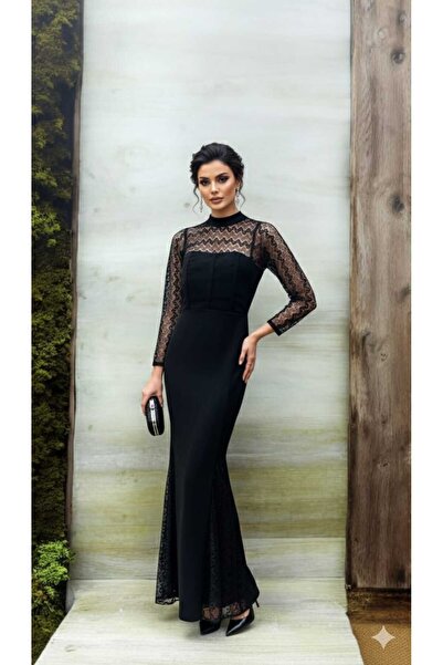 SERA Evening dress with a burlap and lace