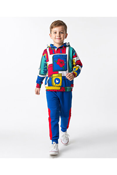 Ollington St. Cotton Floral Printed Hoodie Sweatshirts and Joggers Set - Mult...