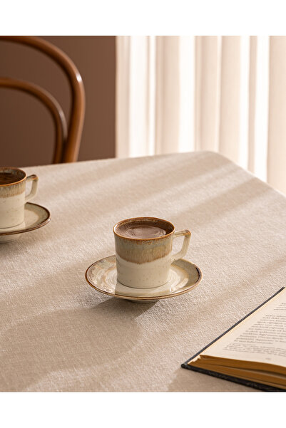 Madame Coco Bonnie 6 Kişilik 12 Parça Kahve Fincan Takımı - Bej - 90 ml