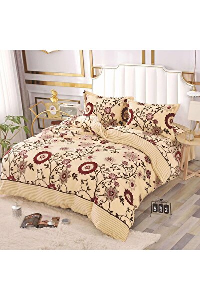 OEM Bed linen, Cocolino, 2 persons, 4 pieces, cream, with cherry pattern, CCN...