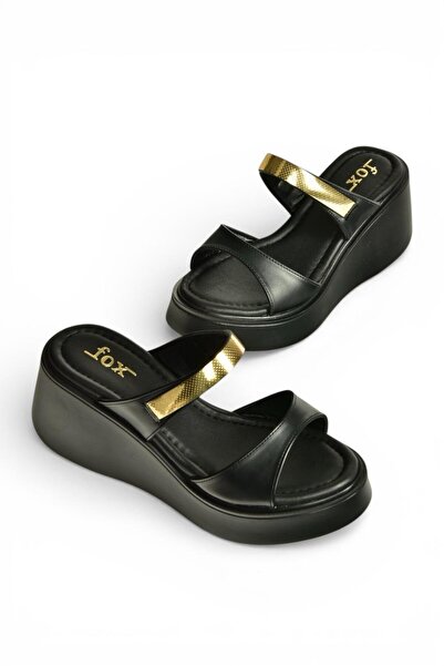 Fox Shoes Y973518509 Black Thick Soled Women's Slippers