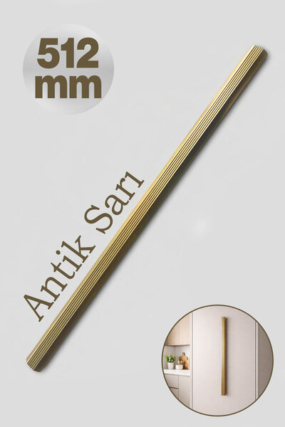 Badem10 TOROS STRIPED Antikna žuta ručka za ladicu 512 mm Metalna moderna zav...