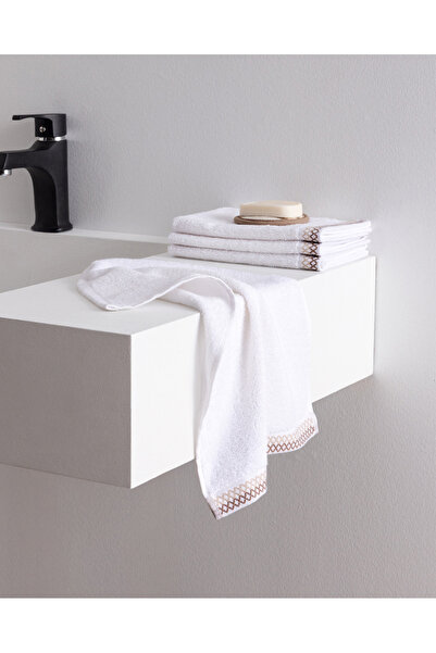 Madame Coco Topaze 4-Pack Cotton Hand Towels - White/Beige - 30X45 cm