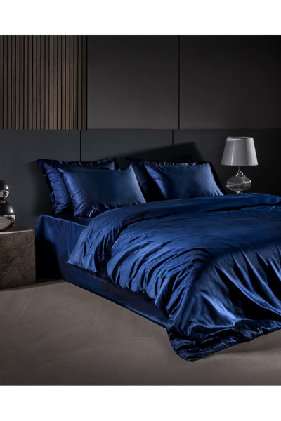 Madame Coco Thalie Double 100% Cotton Striped 300 Tc Satin Duvet Cover Set - ...