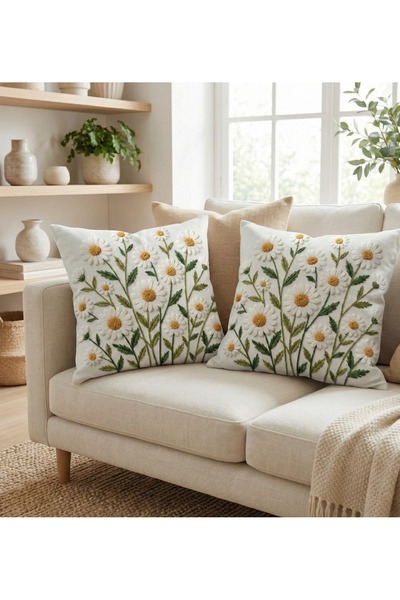 menesahome مجموعة من غطاءين للوسائد المزخرفة بطباعة رقمية بنمط التطريز وتصميم...