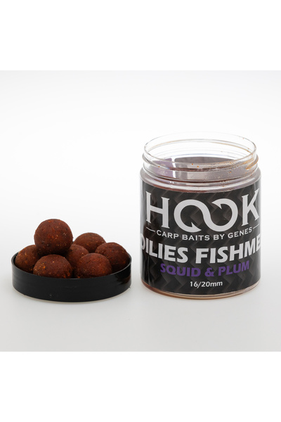 HOOK - Carp Baits By Genes Hard Fishmeal Boilies 16/20MM 250ML Squid & Plum