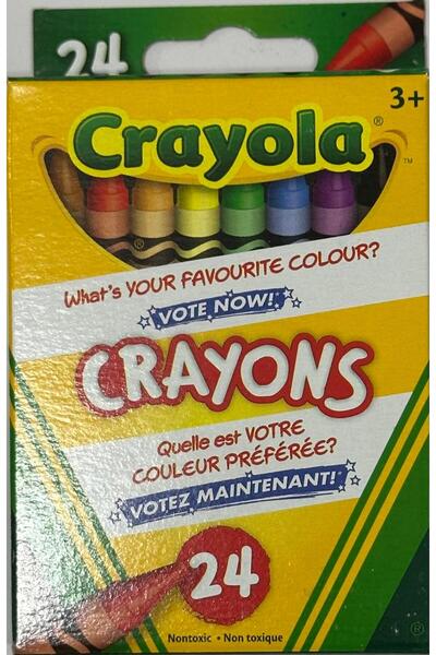 Crayola 24 colourful crayons-American-Nontoxic-24 renk mum boya seti