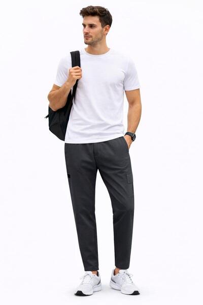 RAPAPA Pantaloni casual pentru bărbați, antracit, cu picior conic – 82120