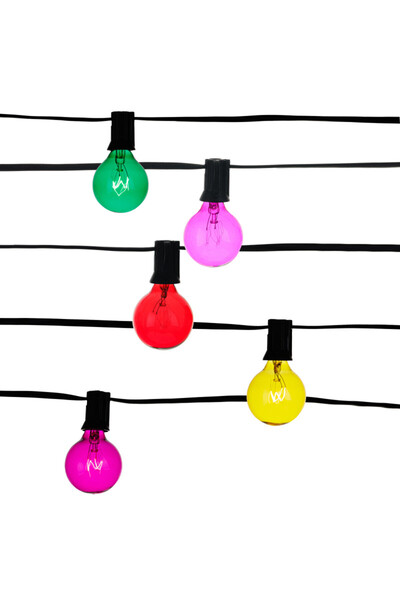 Q DECOR home&kids&garden Light Garland 15m with 25 Colored Incandescent Bulbs